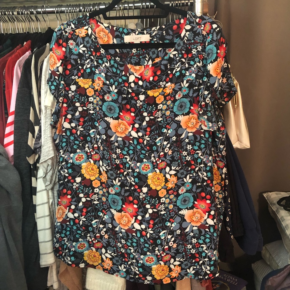 LOFT Floral Tulip Sleeve Blouse